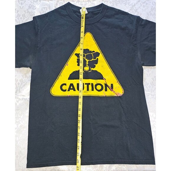 Vintage Men's "Last of Us" Caution Medium 100% Cotton Black & Yellow Graphic Tee - Picture 4 of 4